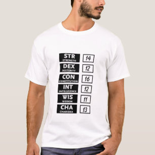 RPGの能力スコア(黒及び白) Tシャツ