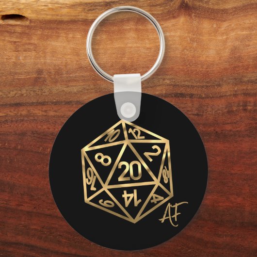 RPGクリストファーAF | 金ゴールドファンタジーテーブルトップPnPゲーマーサイコロ キーホルダー (正面)