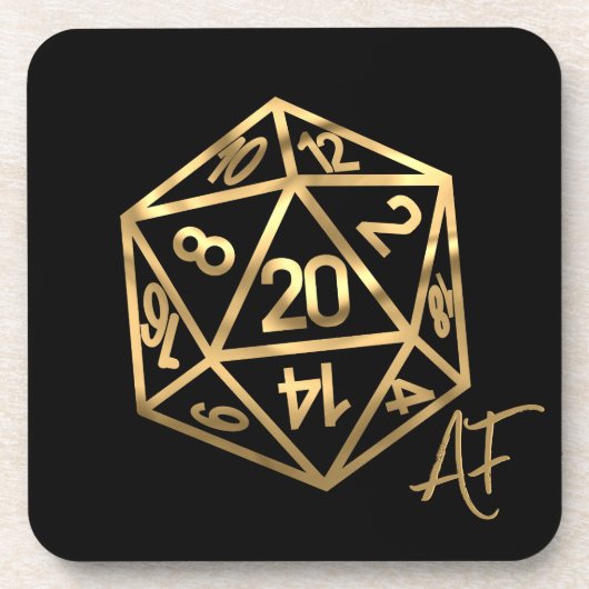RPGクリストファーAF | 金ゴールドファンタジーテーブルトップPnPゲーマーサイコロ コースター (正面)