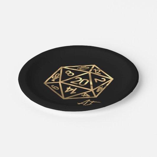 RPGクリストファーAF | 金ゴールドファンタジーテーブルトップPnPゲーマーサイコロ ペーパープレート (アングル)