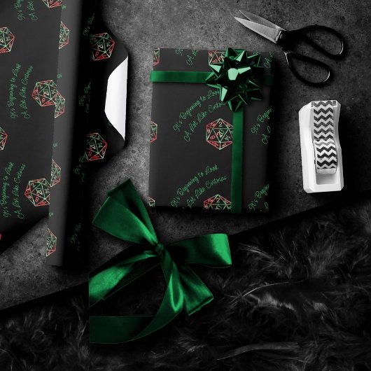 RPGクリスマス | クリスマスファンタジーテーブルトップゲーマーサイコロ ラッピングペーパー