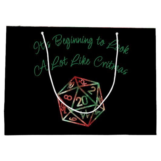 RPGクリスマス | クリスマスファンタジーテーブルトップゲーマーサイコロ ラージペーパーバッグ (裏面)