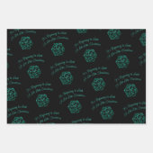 RPGクリスマス | ティール(緑がかった色)グリーンテーブルトップレトロゲーマーサイコロ ラッピングペーパーシート (正面)