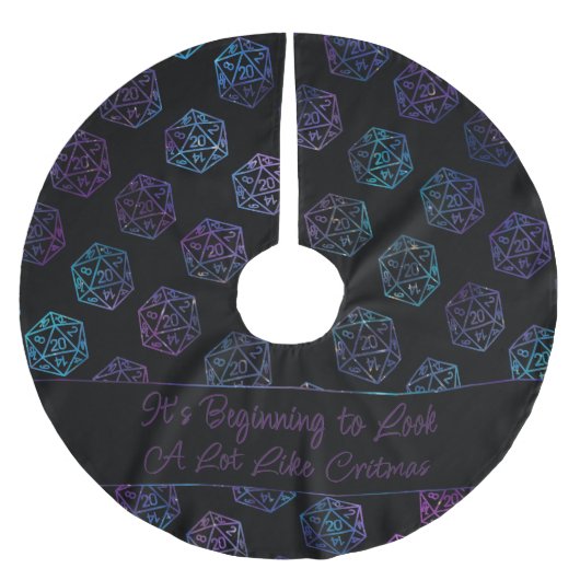 RPGクリスマス | ネブラファンタジー卓上ゲーマーサイコロ ブラッシュドポリエステルツリースカート (正面)