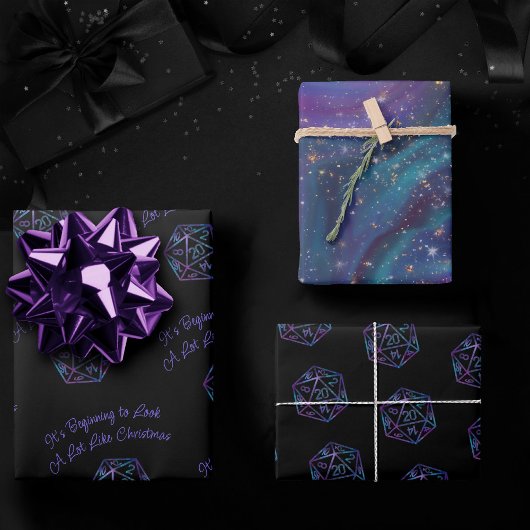 RPGクリスマス | ネブラファンタジー卓上ゲーマーサイコロ ラッピングペーパーシート