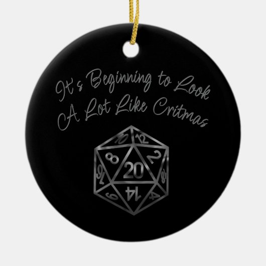 RPGクリスマス | ファンタジー卓上レトロゲーマーサイコロ セラミックオーナメント (正面)