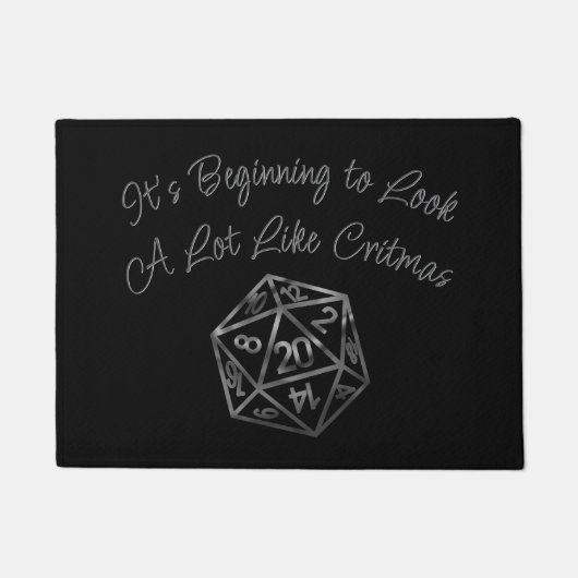 RPGクリスマス | ファンタジー卓上レトロゲーマーサイコロ ドアマット (正面)