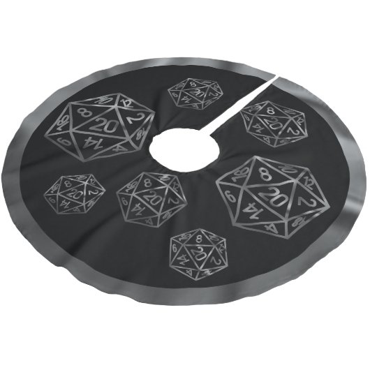 RPGクリスマス | ファンタジー卓上レトロゲーマーサイコロ ブラッシュドポリエステルツリースカート (アングル)