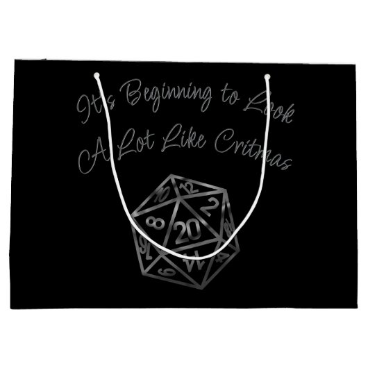 RPGクリスマス | ファンタジー卓上レトロゲーマーサイコロ ラージペーパーバッグ (裏面)