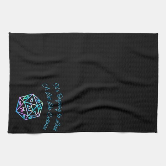 RPGクリスマス | ホロファンタジーテーブルトップゲーマーサイコロ キッチンタオル (横)