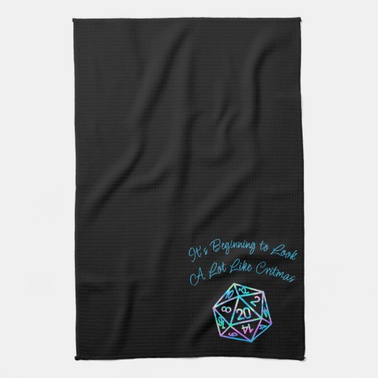 RPGクリスマス | ホロファンタジーテーブルトップゲーマーサイコロ キッチンタオル (縦)