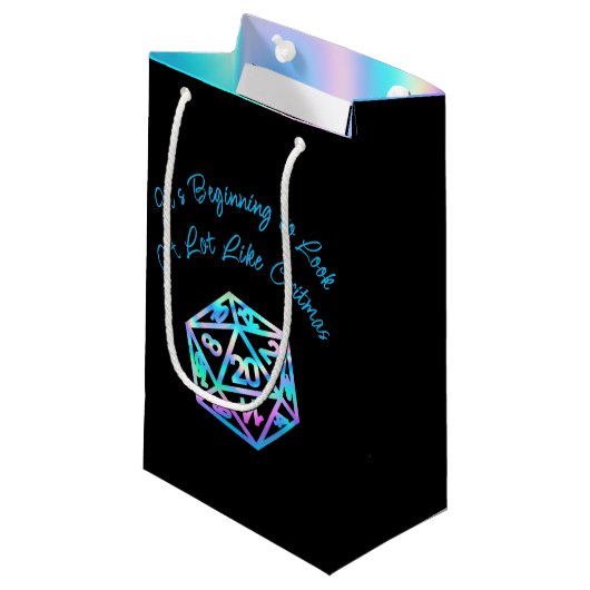 RPGクリスマス | ホロファンタジーテーブルトップゲーマーサイコロ スモールペーパーバッグ (正面アングル)