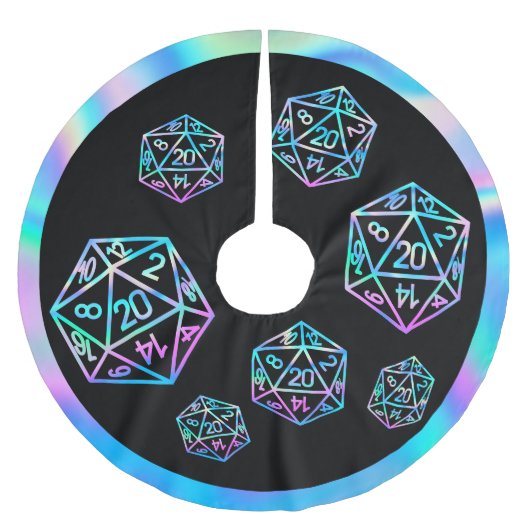 RPGクリスマス | ホロファンタジーテーブルトップゲーマーサイコロ ブラッシュドポリエステルツリースカート (正面)