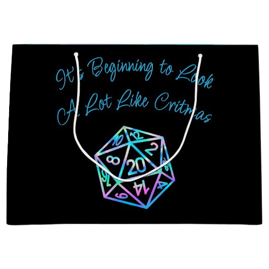 RPGクリスマス | ホロファンタジーテーブルトップゲーマーサイコロ ラージペーパーバッグ (正面)