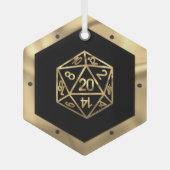 RPGクリスマス |金ゴールドファンタジーテーブルトップゲーマーサイコロ ガラスオーナメント (正面)