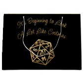 RPGクリスマス |金ゴールドファンタジーテーブルトップゲーマーサイコロ ラージペーパーバッグ (正面)