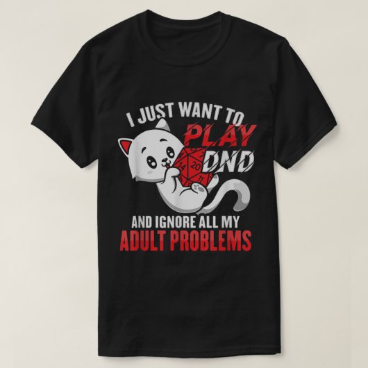 RPGゲーマーのDND CATデザイン Tシャツ (デザイン正面)