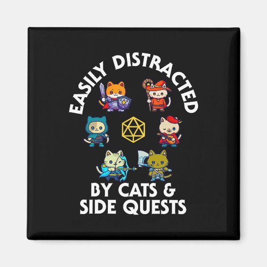 RPGゲーマー猫のサイドクエスト 楽しいオタク ADHD 猫 メンズ マグネット (正面)