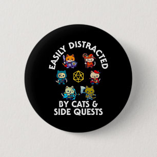 RPGゲーマー猫のサイドクエスト 楽しいオタク ADHD 猫 メンズ 缶バッジ