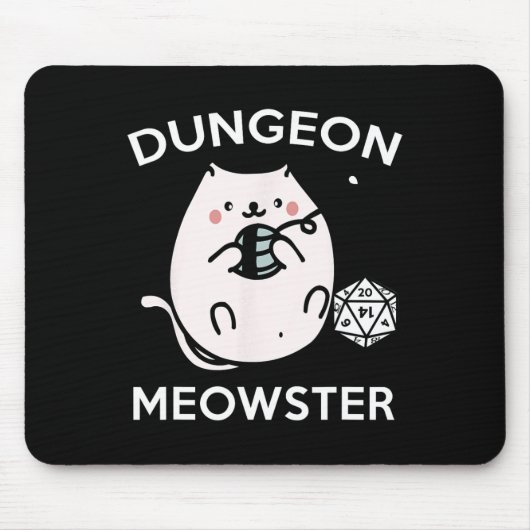 RPGゲーマー猫のサイドクエスト 楽しいネコ好きD20ダイスゲーム マウスパッド (正面)