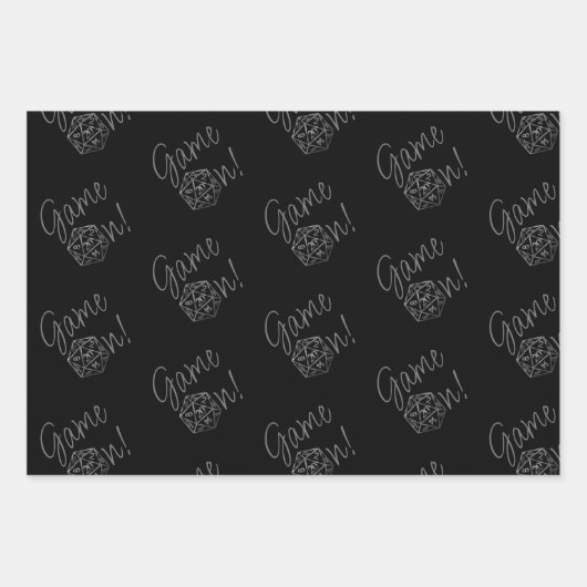 RPGゲームオン | オールドスクールテーブルトップロールプレーヤーのサイコロ ラッピングペーパーシート (正面)