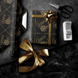 RPGゲームオン | ゴールドファンタジーテーブルトップレトロゲーマー ラッピングペーパー