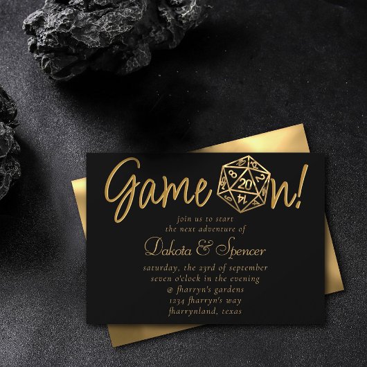 RPGゲームオン | ゴールドファンタジーテーブルトップレトロゲーマー 招待状