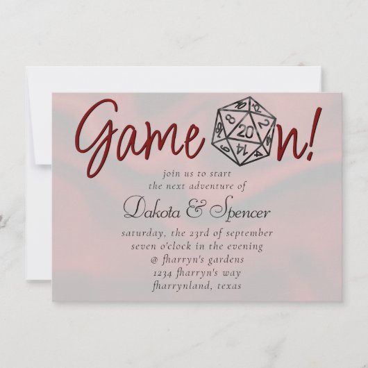 RPGゲームオン | ファンタジーレトロテーブルトップゲーマーサイコロ 招待状 (正面)