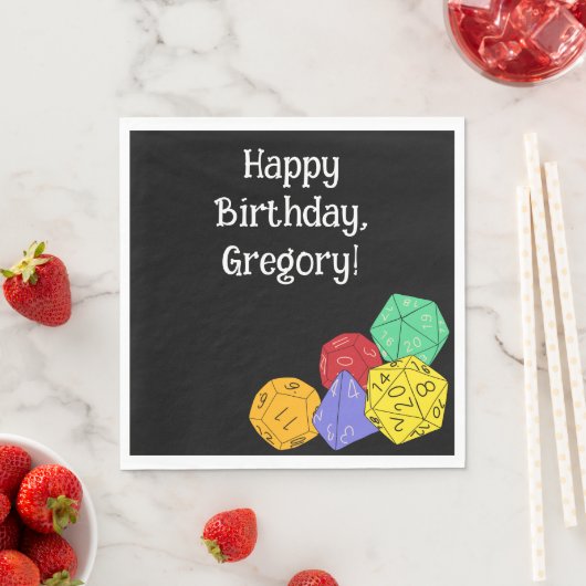 RPGゲームサイコロ、ボード、ファンタジーゲームをテーマにしたパーティー スタンダードランチョンナプキン (インサイチュ)