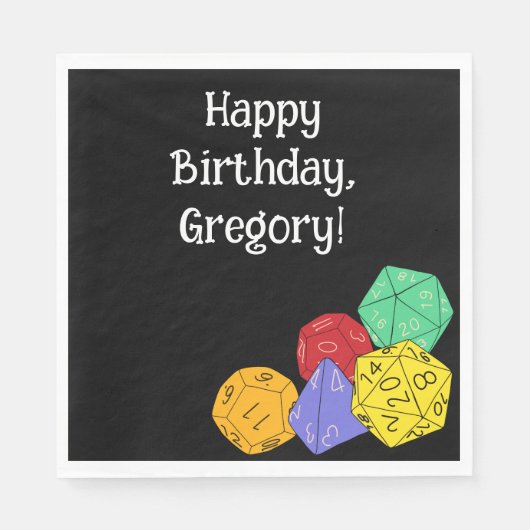 RPGゲームサイコロ、ボード、ファンタジーゲームをテーマにしたパーティー スタンダードランチョンナプキン (正面)