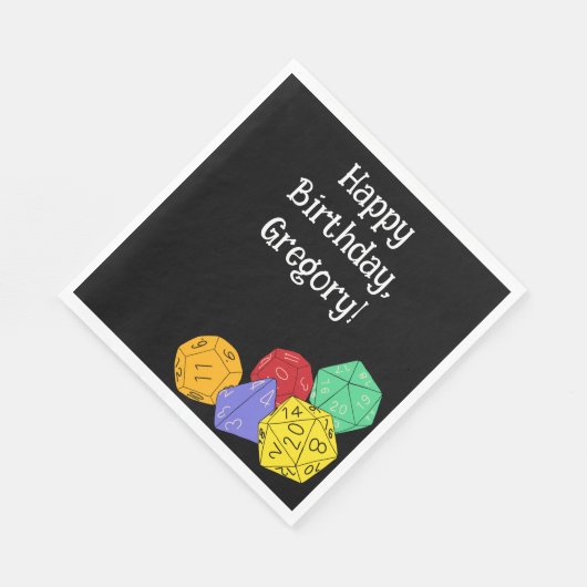 RPGゲームサイコロ、ボード、ファンタジーゲームをテーマにしたパーティー スタンダードランチョンナプキン