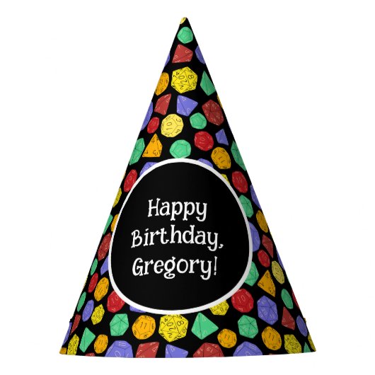 RPGゲームサイコロ、ボード、ファンタジーゲームをテーマにしたパーティー パーティーハット (正面)