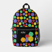 RPGゲームサイコロ、ボード、ファンタジーゲームパターン(の模様が)ある プリントバックパック (正面)