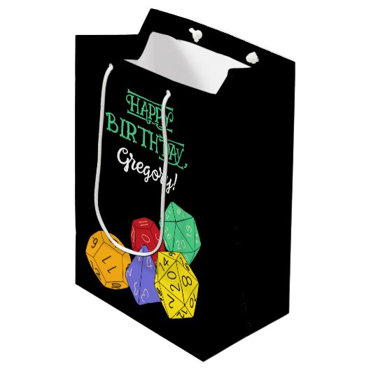 RPGゲームサイコロ、ボード、ファンタジーゲームパーソナライズされた ミディアムペーパーバッグ (正面アングル)