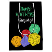 RPGゲームサイコロ、ボード、ファンタジーゲームパーソナライズされた ミディアムペーパーバッグ (裏面)