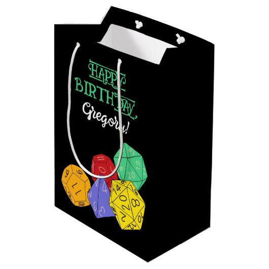 RPGゲームサイコロ、ボード、ファンタジーゲームパーソナライズされた ミディアムペーパーバッグ (裏面アングル)
