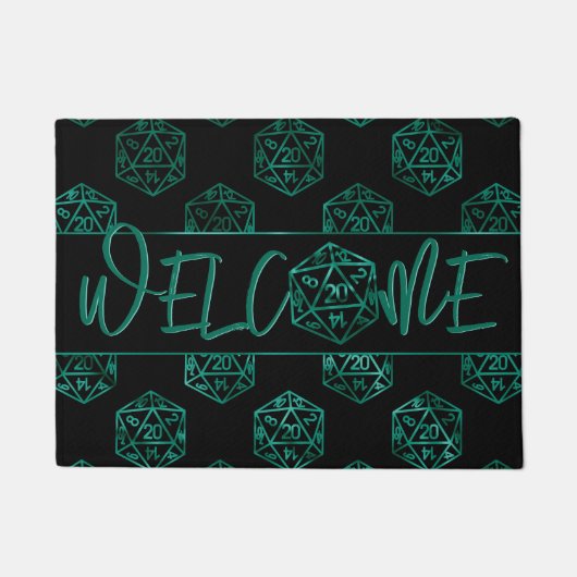 RPGサイコロ | エメラルドファンタジー卓上ゲーマーウェルカム ドアマット (正面)