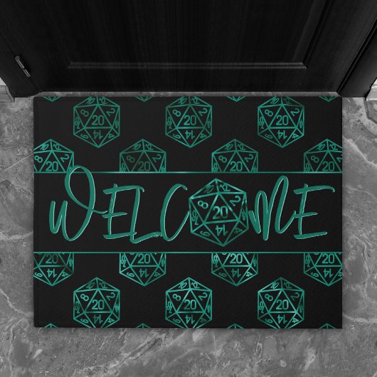 RPGサイコロ | エメラルドファンタジー卓上ゲーマーウェルカム ドアマット