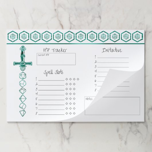 RPGサイコロ | エメラルドファンタジー卓上ゲーマーセッション ペーパーパッド (折り畳み)