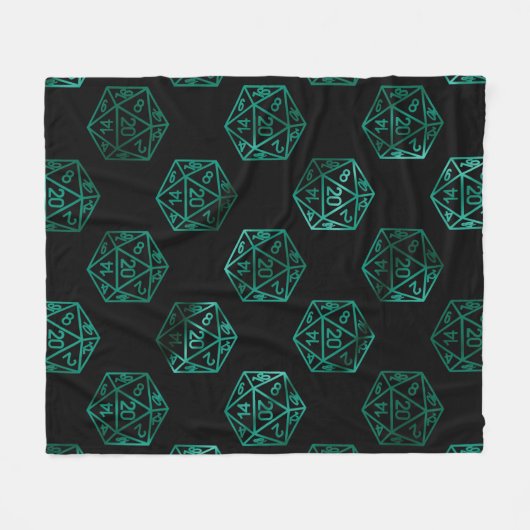 RPGサイコロ | エメラルドファンタジー卓上レトロゲーマー フリースブランケット (正面(横))