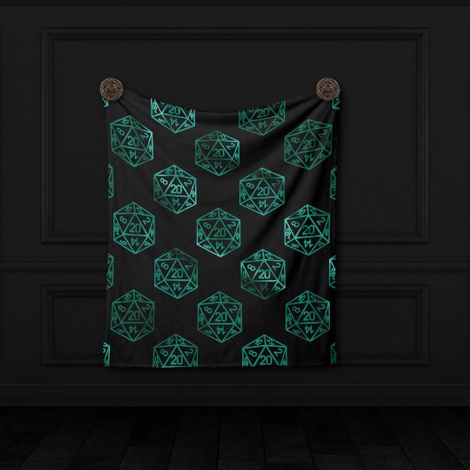RPGサイコロ | エメラルドファンタジー卓上レトロゲーマー フリースブランケット