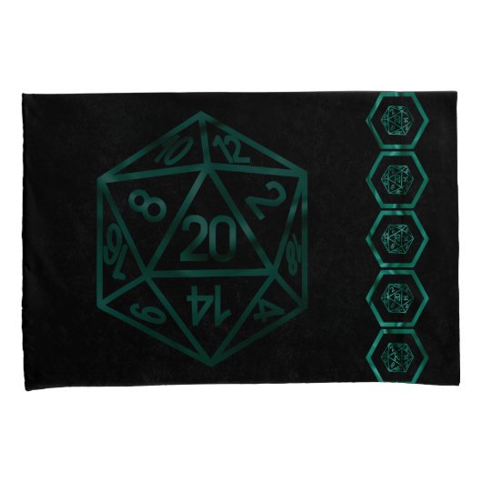 RPGサイコロ | エメラルドファンタジー卓上レトロゲーマー 枕カバー (正面右)