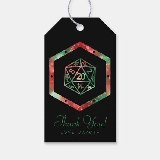 RPGサイコロ | クリスマスファンタジーテーブルトップゲーマーカスタムー ギフトタグ (正面)