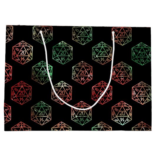 RPGサイコロ | クリスマスファンタジーレトロテーブルトップPnPゲーマー ラージペーパーバッグ (裏面)