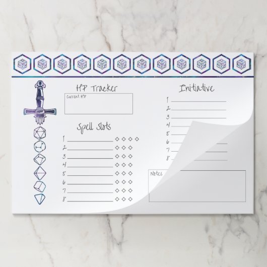 RPGサイコロ | ネブラファンタジーテーブルトップゲーマーセッション ペーパーパッド (折り畳み)