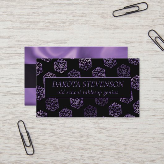 RPGサイコロ | パープルファンタジーテーブルトップゲーマーブランディング 名刺 (正面/裏面インサイチュ)