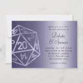 RPGサイコロ | パープルレトロファンタジー結婚テーブルトップ 招待状 (正面)