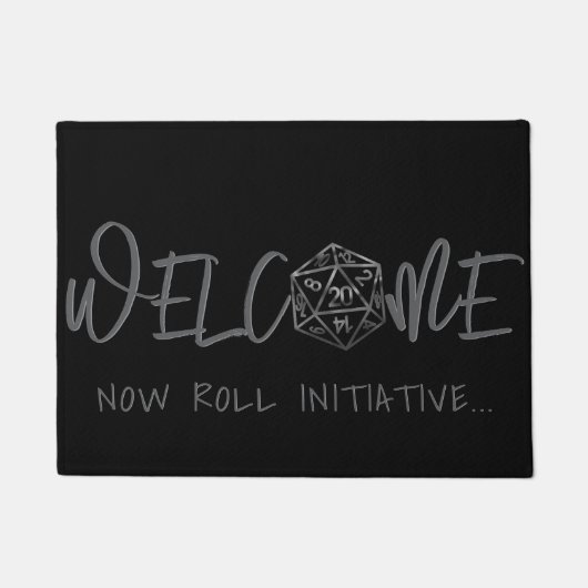 RPGサイコロ | ファンタジー卓上レトロゲーマーウェルカム ドアマット (正面)