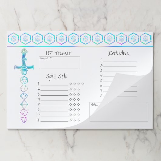 RPGサイコロ | ホロファンタジーテーブルトップゲーマーセッション ペーパーパッド (折り畳み)
