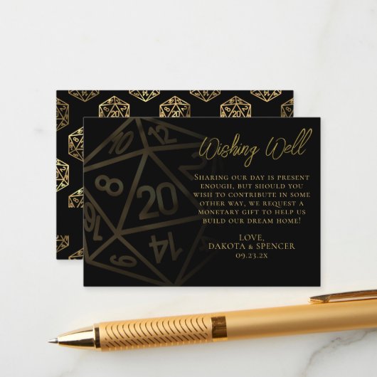 RPGサイコロ | 金ゴールドファンタジー卓上ウェッシングウェル エンクロージャーカード (正面/裏面インサイチュ)